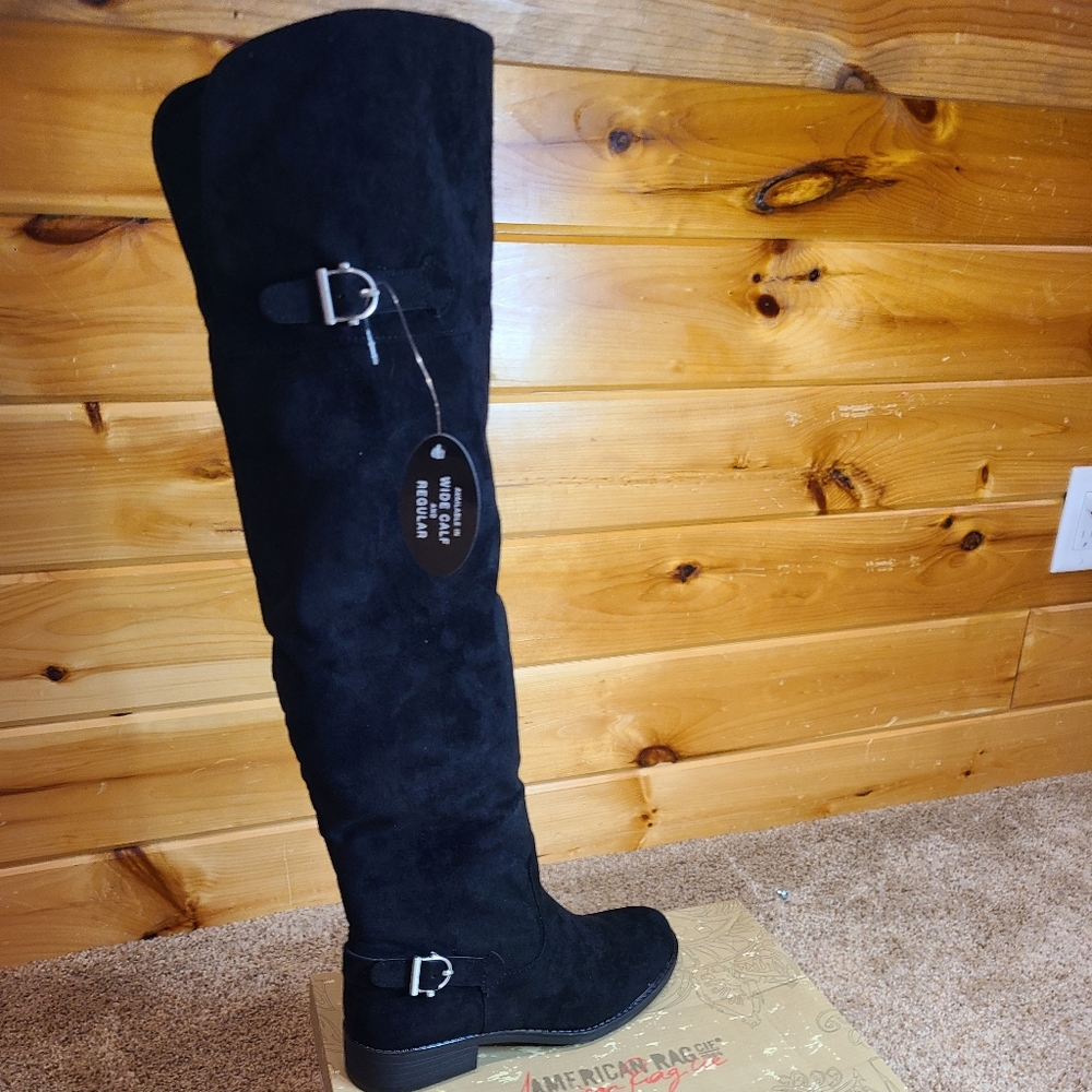 American Rag black microfiber over the knee boots